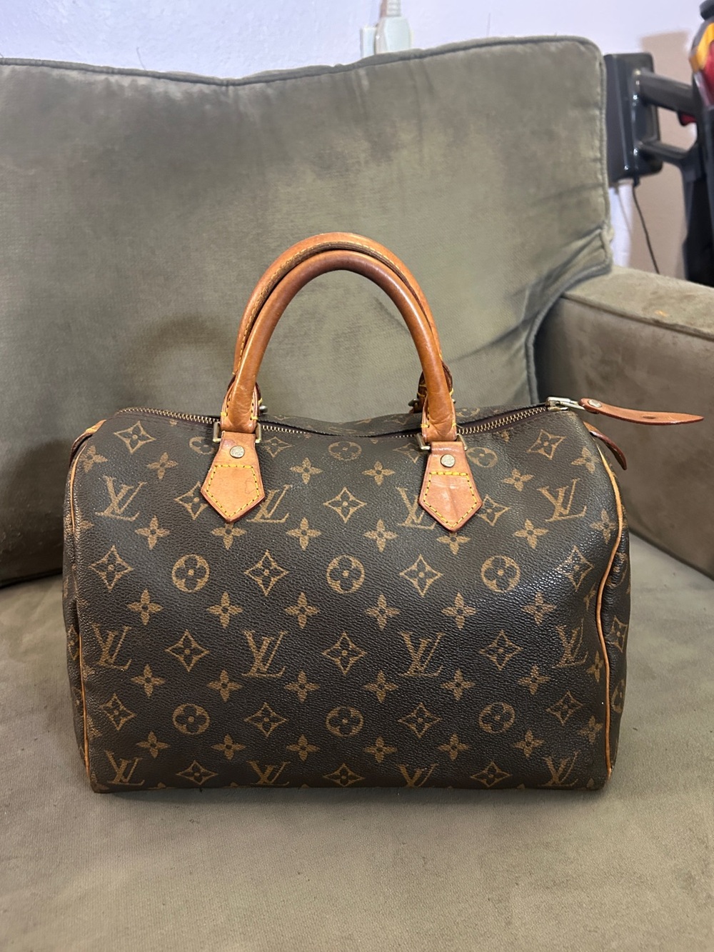 LOUIS VUITTON Vintage Speedy 30 Monogram Handbag Bag Honey Vachetta Y2K EUC